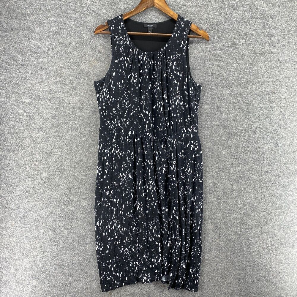 Simply Vera Vera Wang Dress Women L Large Black Geometric Shift Midi Lined Rayon